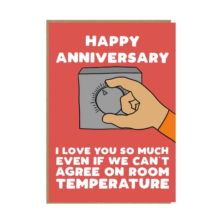 Room Temperature - Cute Anniversary Card - 5x7" for wholesale by Pickled Prints