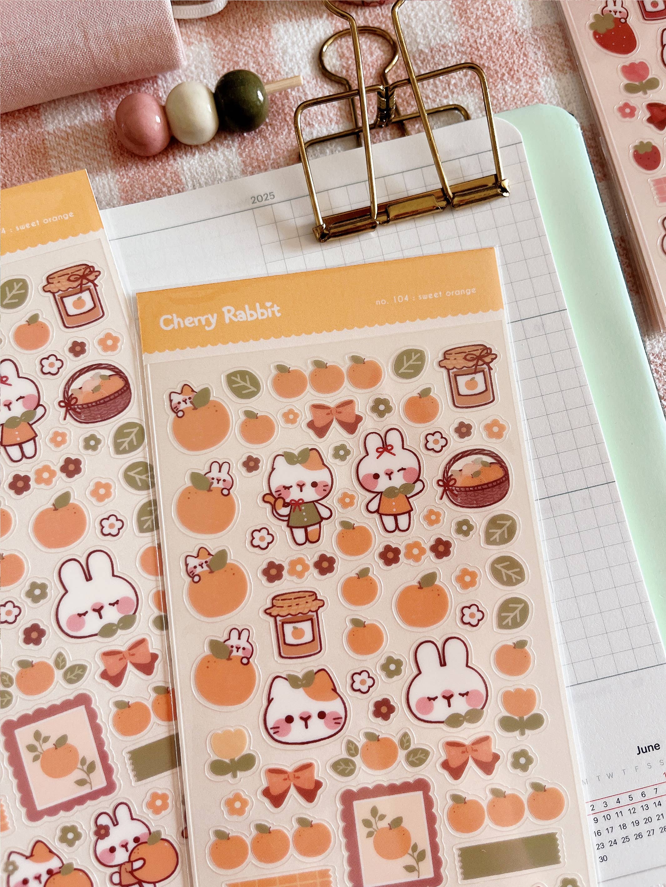 Cherry Rabbit - Wholesale Sticker - Sweet Orange Sticker Sheet no.1042