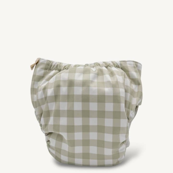 Newborn Wipeable Cover | Green Gingham for wholesale by Mimi and Co