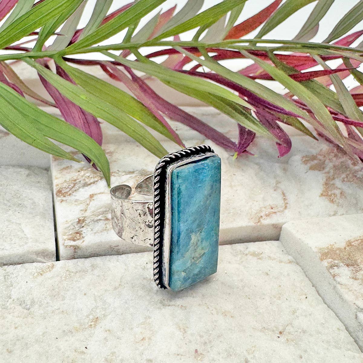 Anju Jewelry - Wholesale Cocktail/Statement Ring - Handcrafted Kashi Semiprecious Stone Ring - Apatite