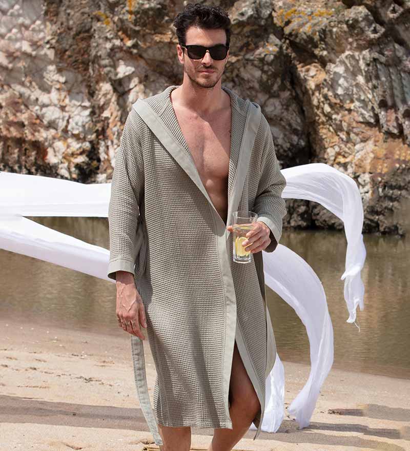 SEYANTE - Wholesale Robe - Men's - Men's Hooded Turkish Cotton Waffle Robe14