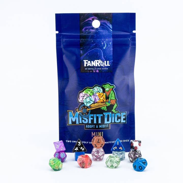FanRoll by Metallic Dice Games - Wholesale Dice - NEW: Misfit Mini Dice: Adopt A Misfit (Blind Pack/2 sets)