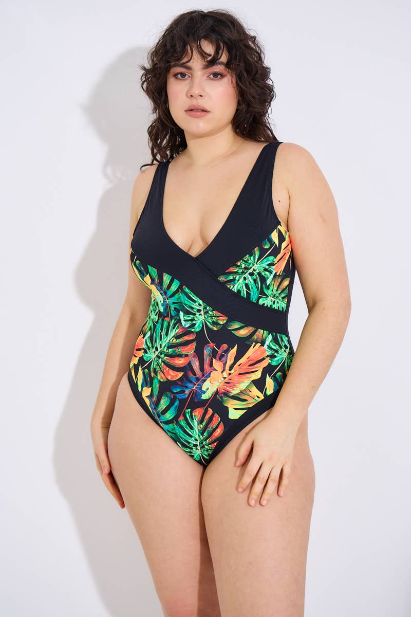 SUNTEX - Wholesale One Piece Swimsuit - Women's - A one-piece swimsuit decorated with floral patterns0