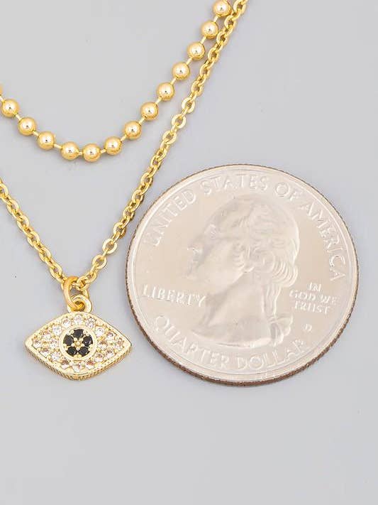 Ensemble de colliers superposés avec pendentif Pave Evil Eye pour la vente par Trésor by Tanya