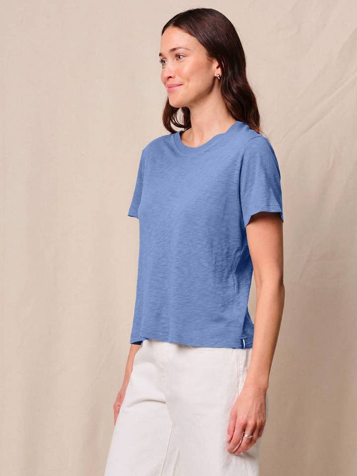 Supima Slub Jersey Short Sleeve Crew in Soft Blue for wholesale by Stateside