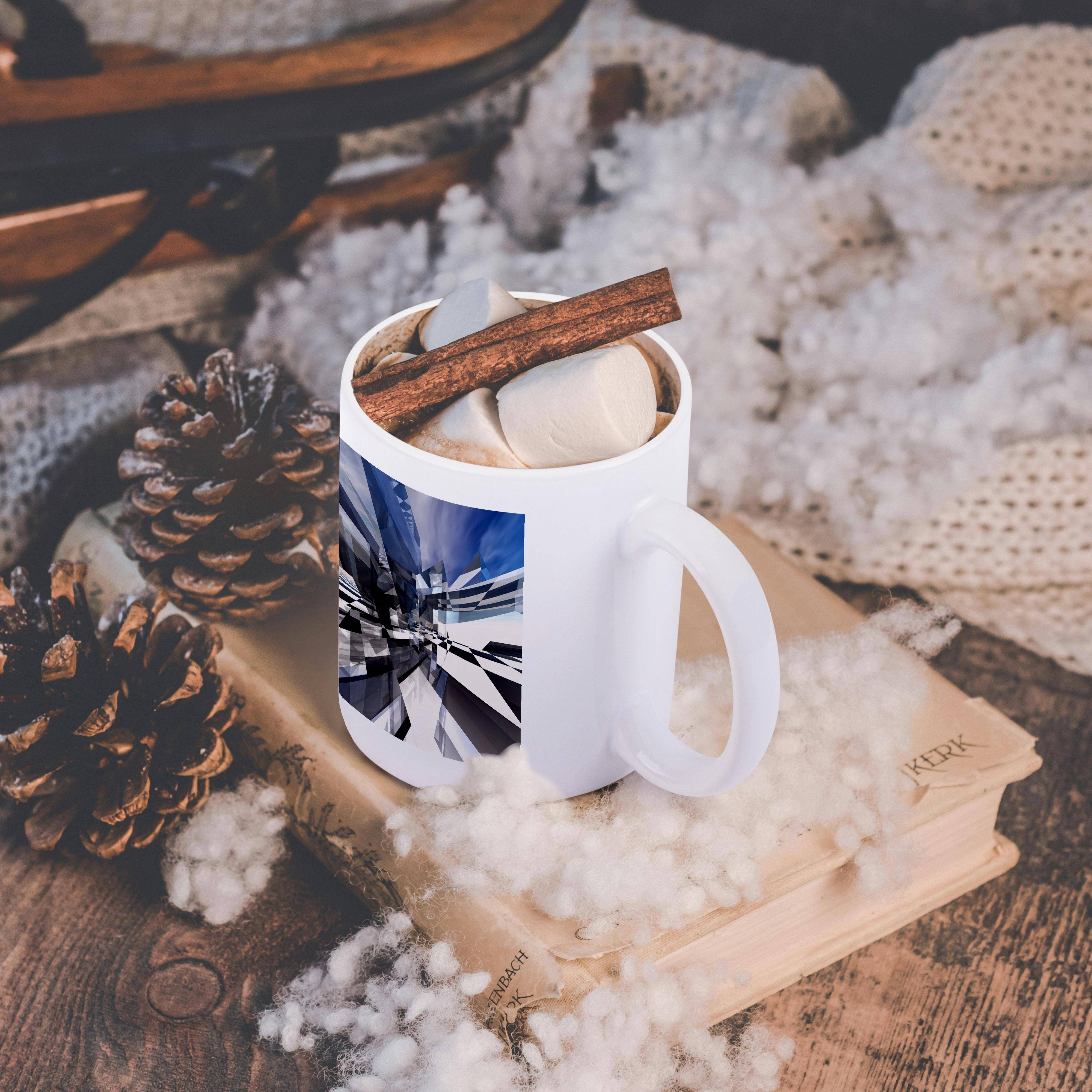 3dRose - Wholesale Coffee Mug - 3dRose, Surreal abstract reflective glass structure depicting checkerboard area., Mug11