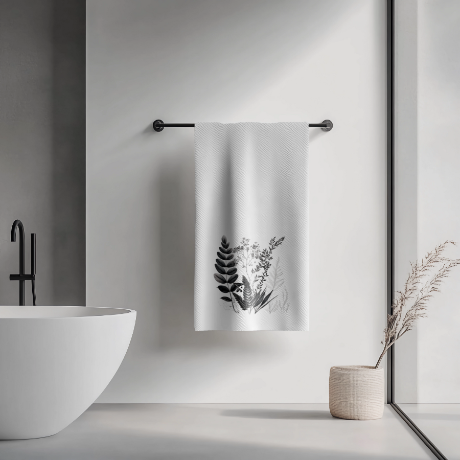 Fernville Creations - Wholesale Bath Towel - Elegant Black & White Floral Plush Bath Towel for Daily Use11