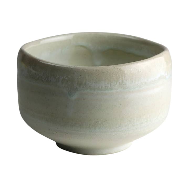 12oz 4.75"D Matcha Bowl Gray White Glazed JP (1/48) for wholesale by Urban Tokyo