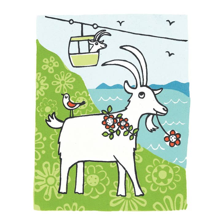Ruth Green Printmaker – wholesale Everyday greeting card – 'Great Orme Goats' Eco Greetings Card1