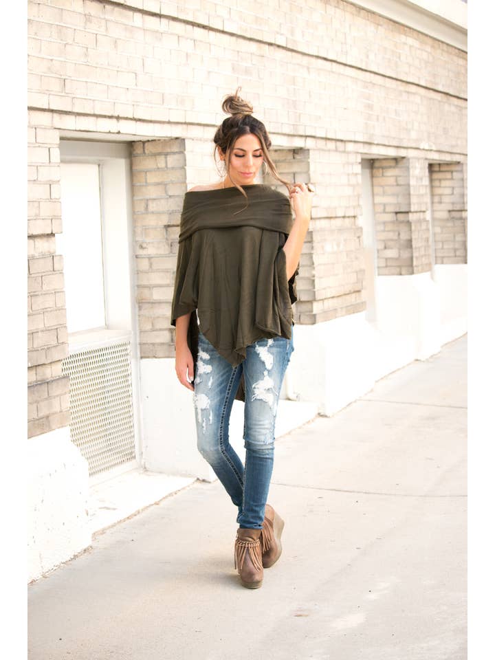 Hipster Row - Wholesale Poncho - Women's - Off-Shoulder Poncho4