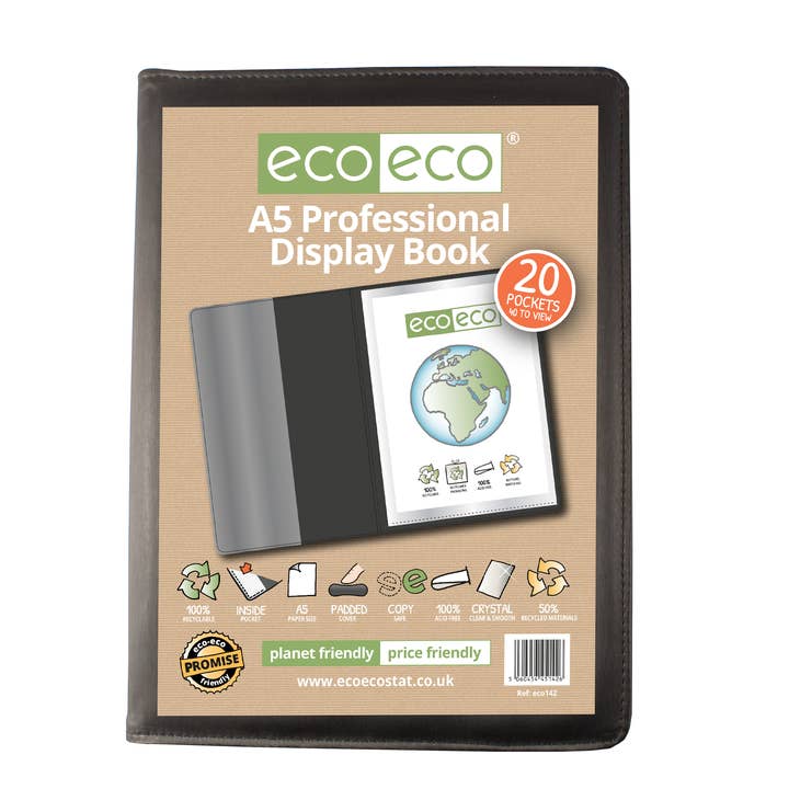 A5 50% Gerecycled 20-vaks Professioneel Presentatieboek voor wholesale door eco-eco Stationery Ltd