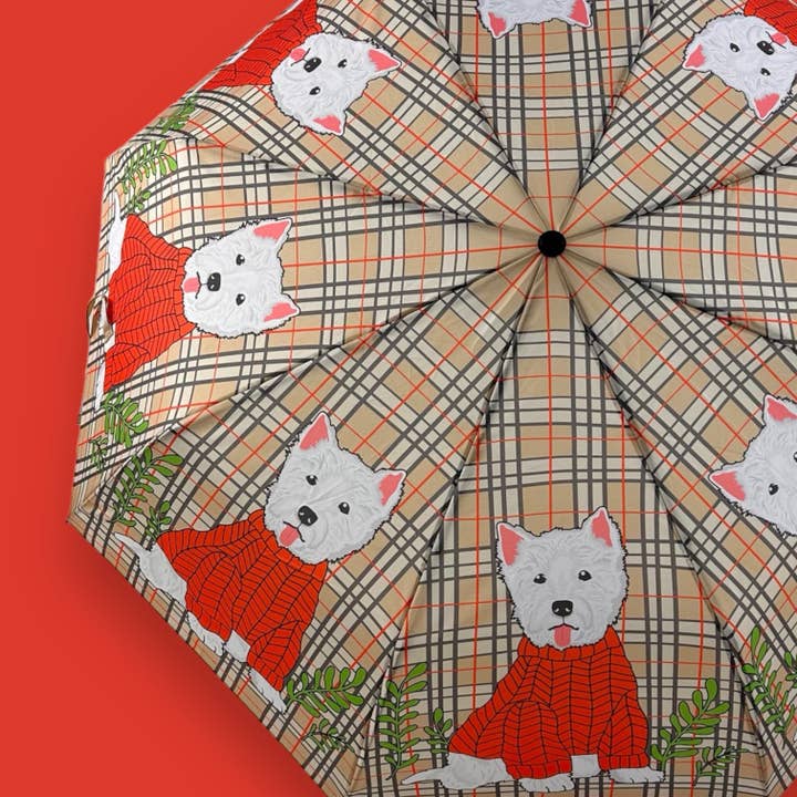 Naked Decor - Wholesale Umbrella - Unisex - West Highland Terrier Plaid Umbrella
