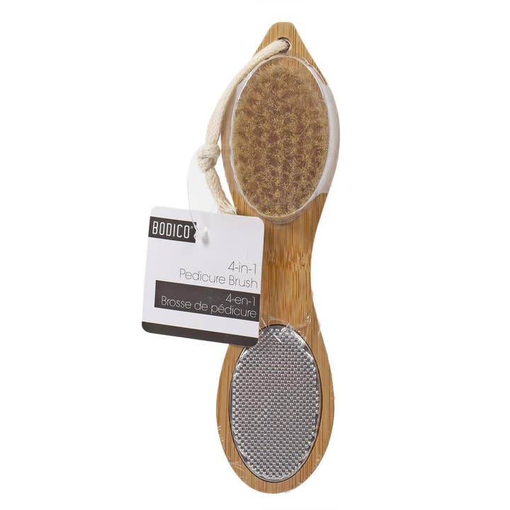 Bodico - Wholesale Nailcare Set - Bodico Wood 4-in-1 Pedicure Brush, Pedicure & Manicure Tool