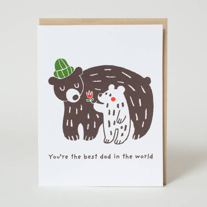Best Dad Ever Bears Greeting Card by Fugu Fugu for wholesale by Egg Press Manufacturing