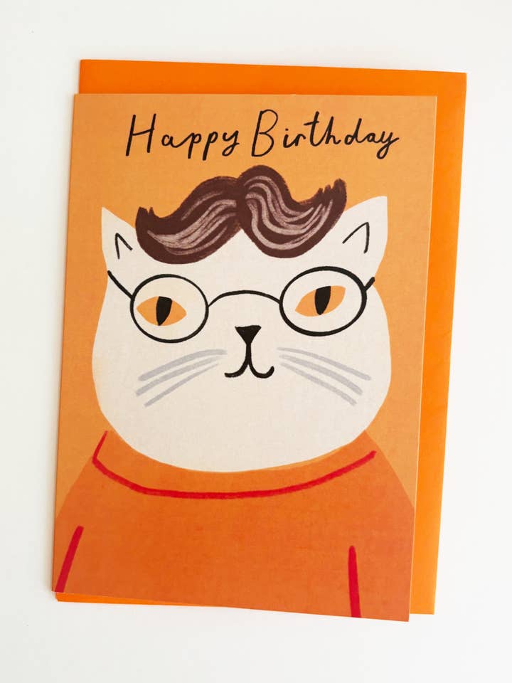Briller Cat - Tillykke med fødselsdagen for engroshandel hos Kitty Kenda Papergoods
