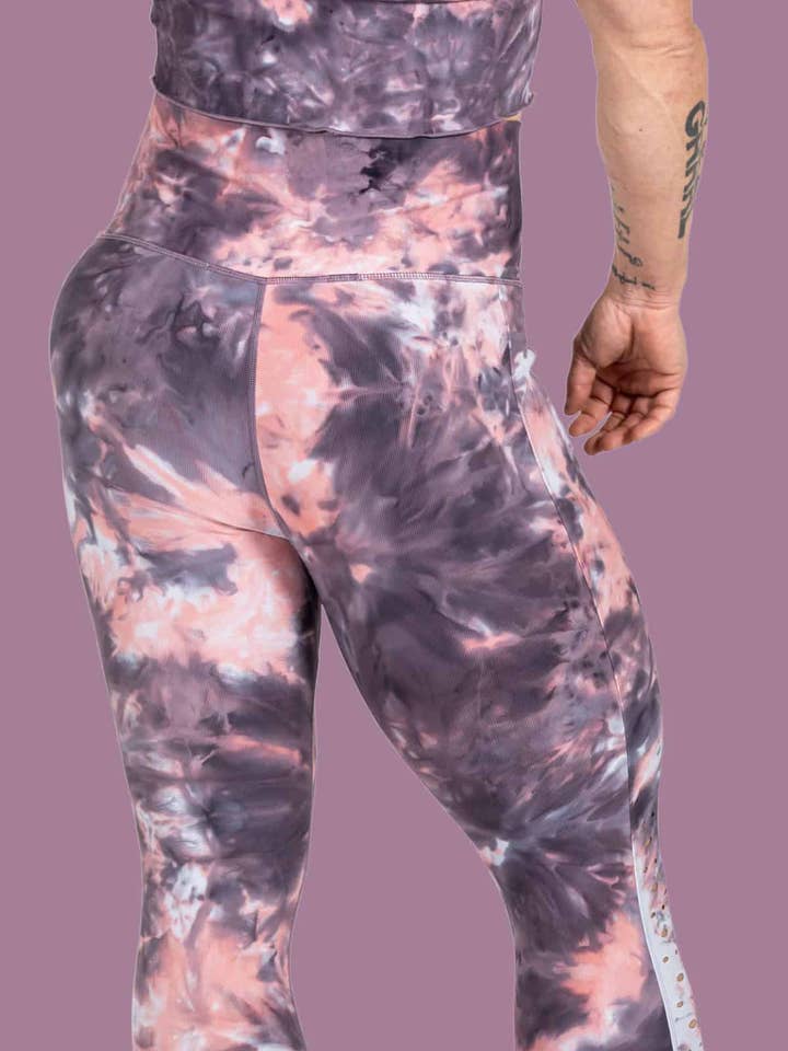 Tie Dye legging van geribbelde ribstof voor wholesale door GRRRL