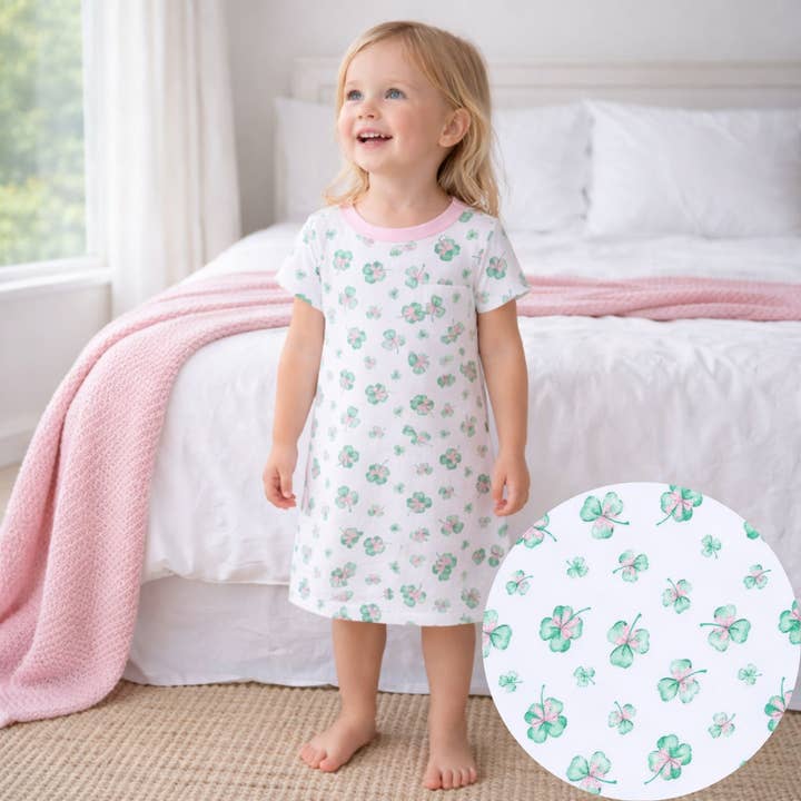 Lucky Little Ones Short Sleeve Nightdress - Pink for wholesale by Magnolia Baby