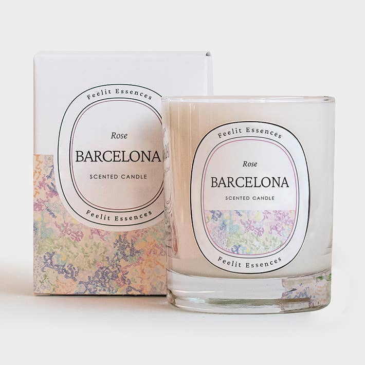 Geurende sojakaars Rozengeur. Barcelona collectie voor wholesale door FEELIT-ESSENCES