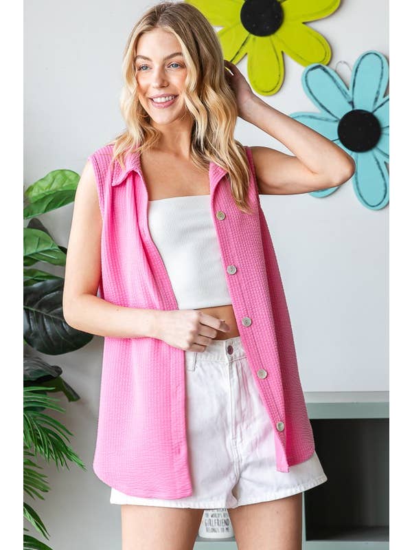 HEIMISH - Wholesale Button Down Shirt - Women's - ET7576-10 SOLID BUTTON DOWN TOP5