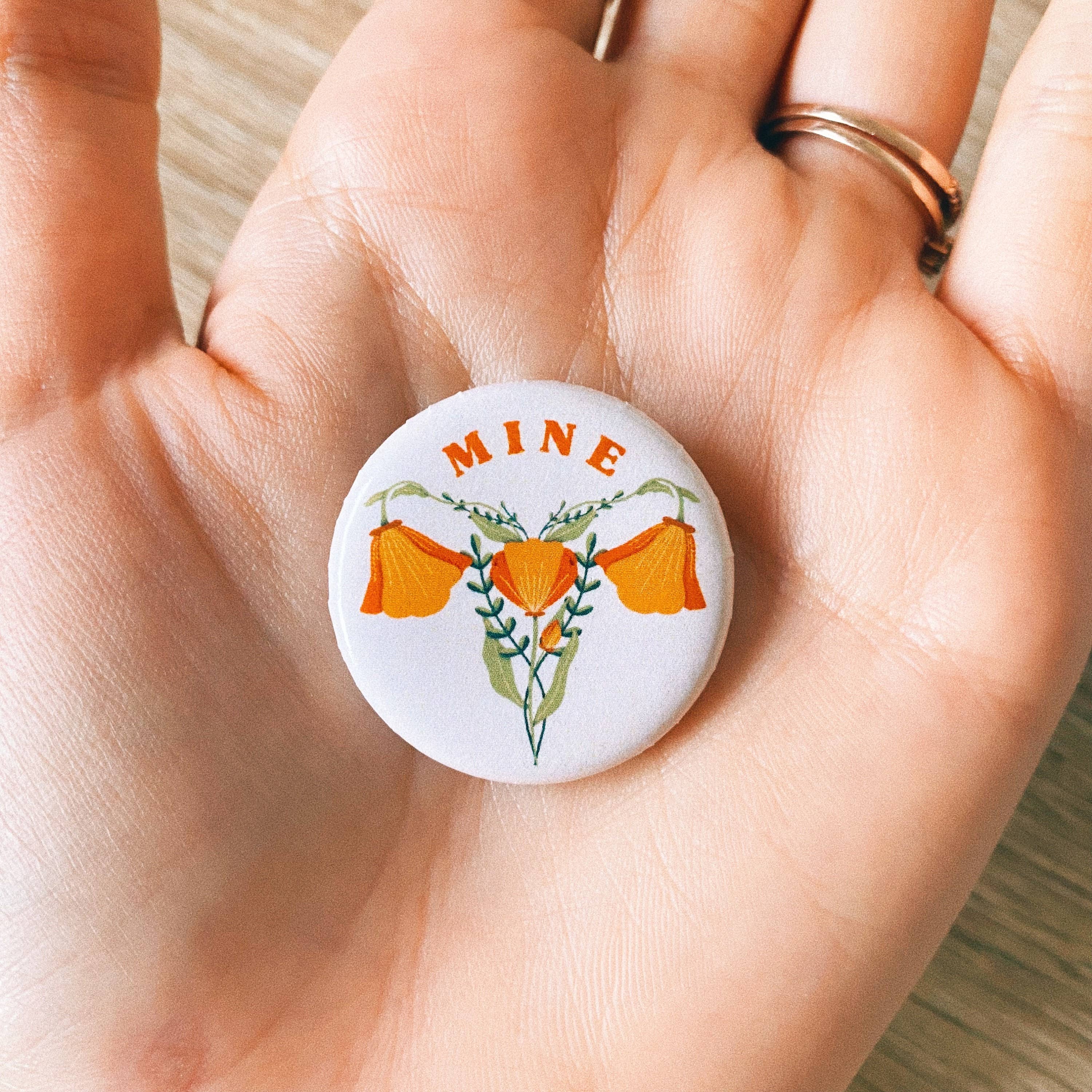 Hay Design Co. - Wholesale Lapel Pin/Button - Floral Uterus Pin | Flower Feminist Button1