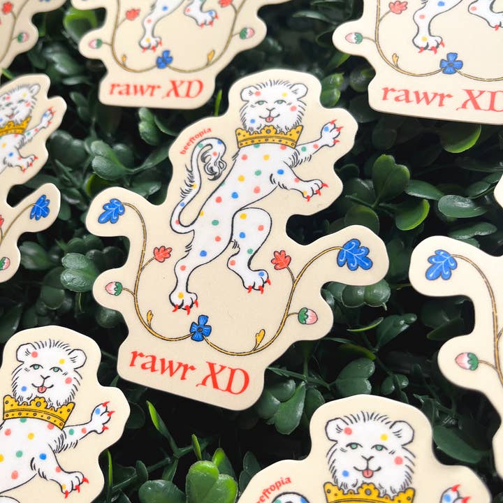 Beeftopia - Wholesale Sticker - Rawr XD Medieval Lion Waterproof Vinyl Sticker1