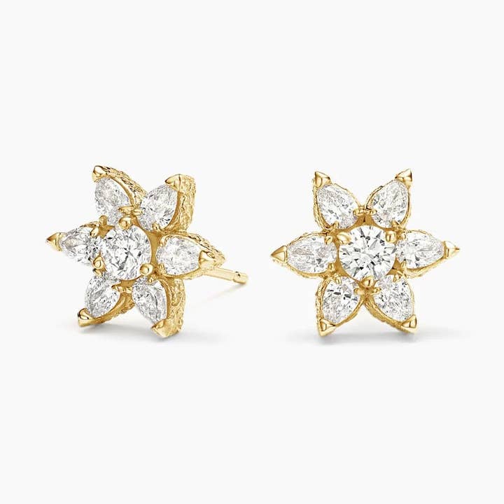 Brincos de diamante cultivados em laboratório com certificação 0.57C, brinco em ouro 14k por atacado de OISHI DIAMONDS