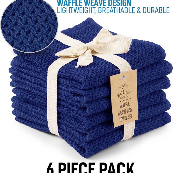 Zulay Kitchen - Wholesale Dishcloth - Waffle Weave Dish Towels – 12"x12" 6-Pack14