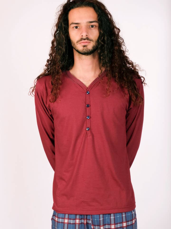 Marbil - Wholesale Sleepwear Set - Men's - Men's pajamas with buttons8