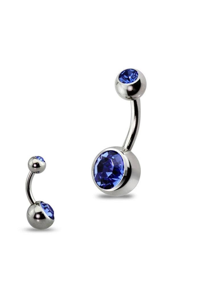 CRAVE – Großhandel Bauchnabel-Piercings – 10 MM LÄNGE BASIC 316L SS PRESS FIT DOPPEL EDELSTEIN NABELRING2