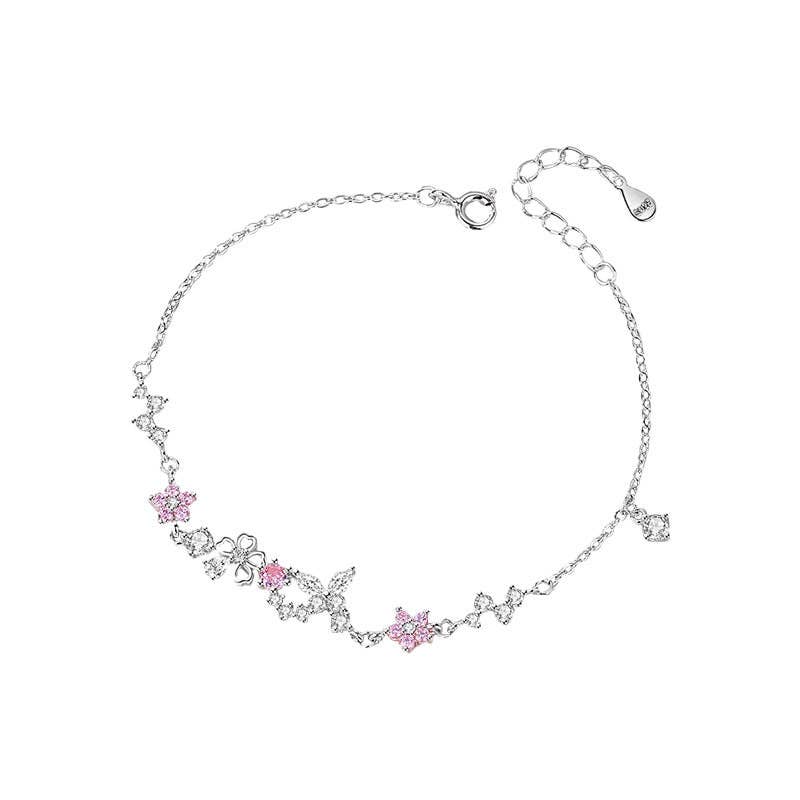 Perimade & Co. LLC - Wholesale Charm/Dangle Bracelet - Cherry Blossom Butterfly Bracelet in 925 Sterling Silver5