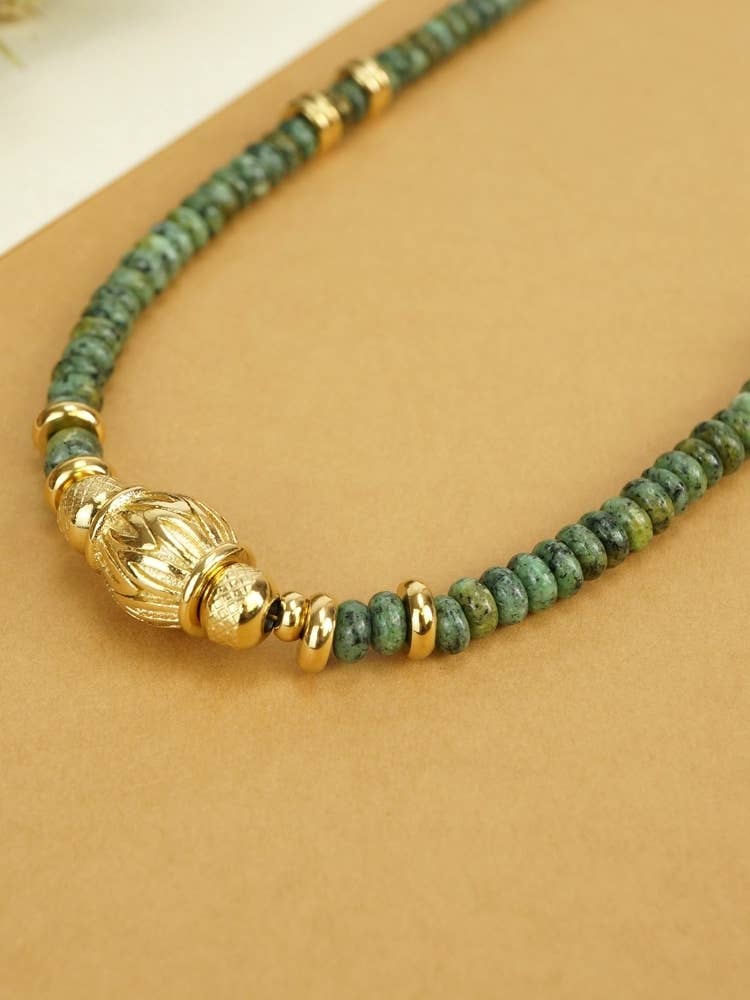 Natural Green Stones Stainless Steel Necklace for wholesale on Faire1