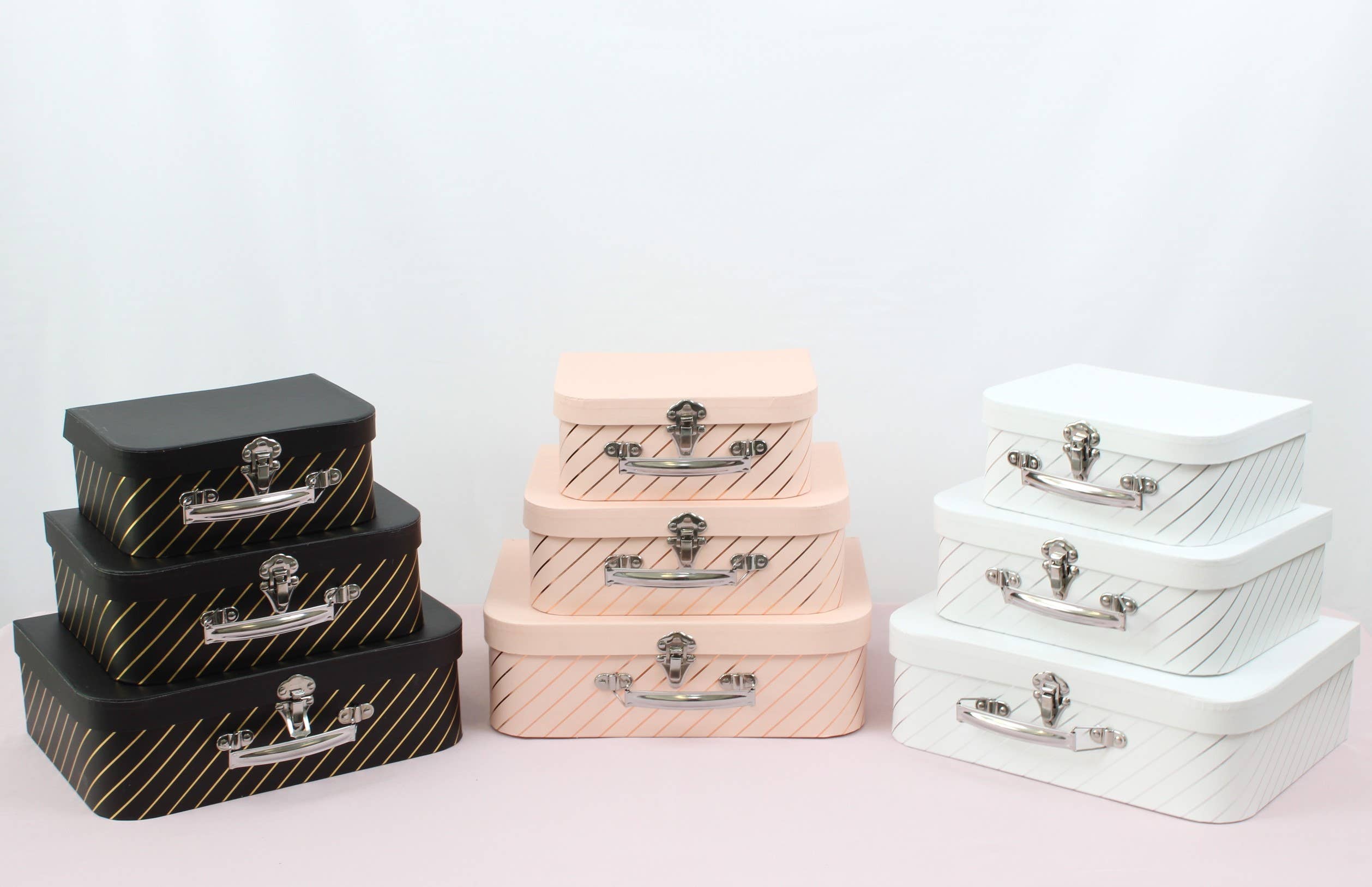 Elegant Design Supply – wholesale Gift box – Gold Stripe Suitcase Flower Gift Box12