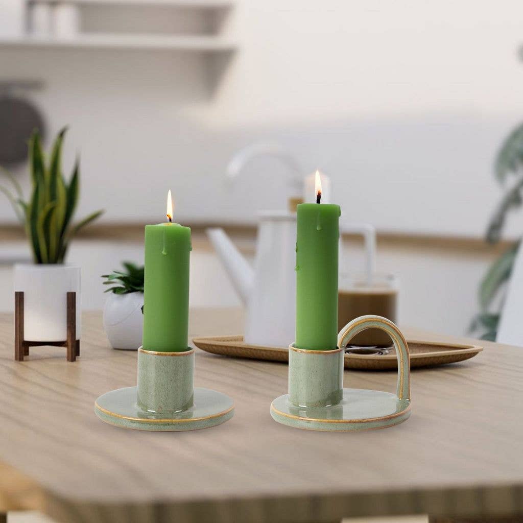 Aria Home – wholesale Candle holder – Set of Two Elise Short Taper Candlesticks-Rustic-Earthy-Boho-Chic-9