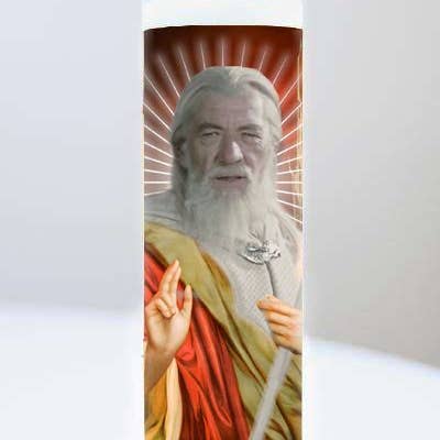 Gandalf Celebrity Prayer Candle for wholesale by Cool Story Gifts