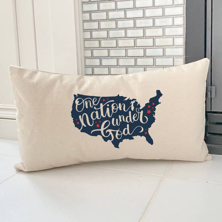 One Nation Under God - Rectangular Canvas Pillow for wholesale by Indigo Tangerine