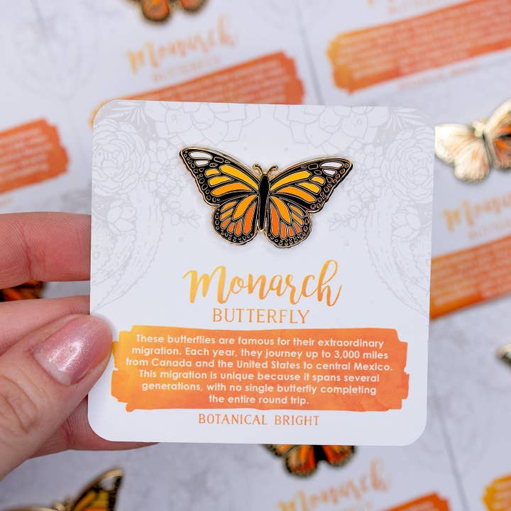 Botanical Bright - Wholesale Lapel Pin/Button - Monarch Butterfly Enamel Pin2
