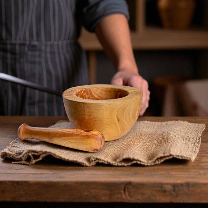 Handcrafted Olivewood - Wholesale Mortar & Pestle - Classic Olive Wood Mortar & Pestle, Handmade3