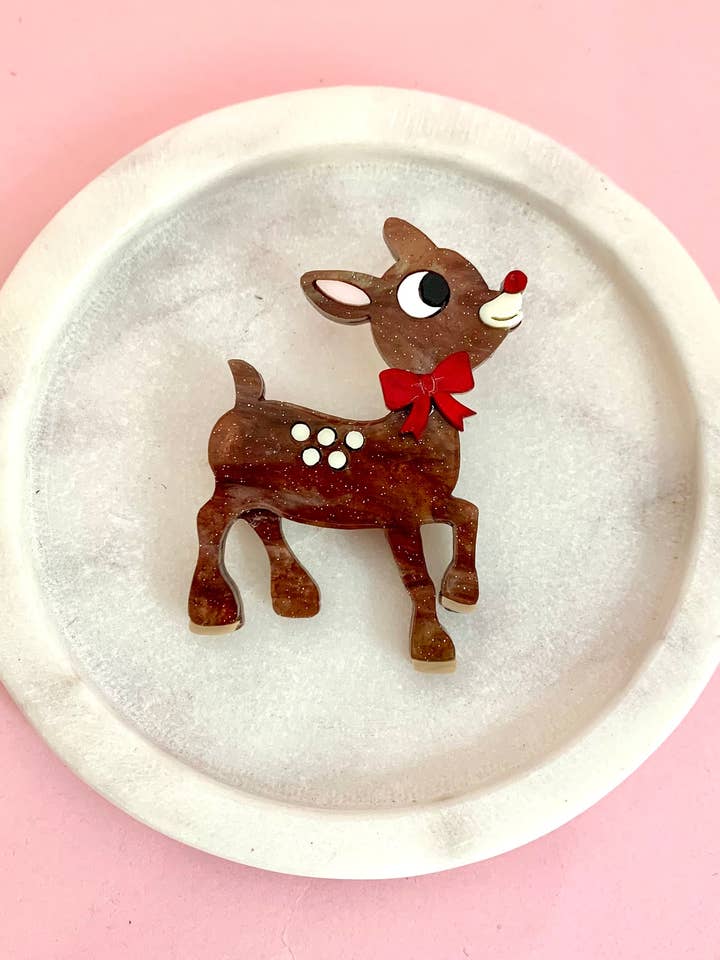 Christmas Reindeer Brooch for wholesale by Birdie Bananas