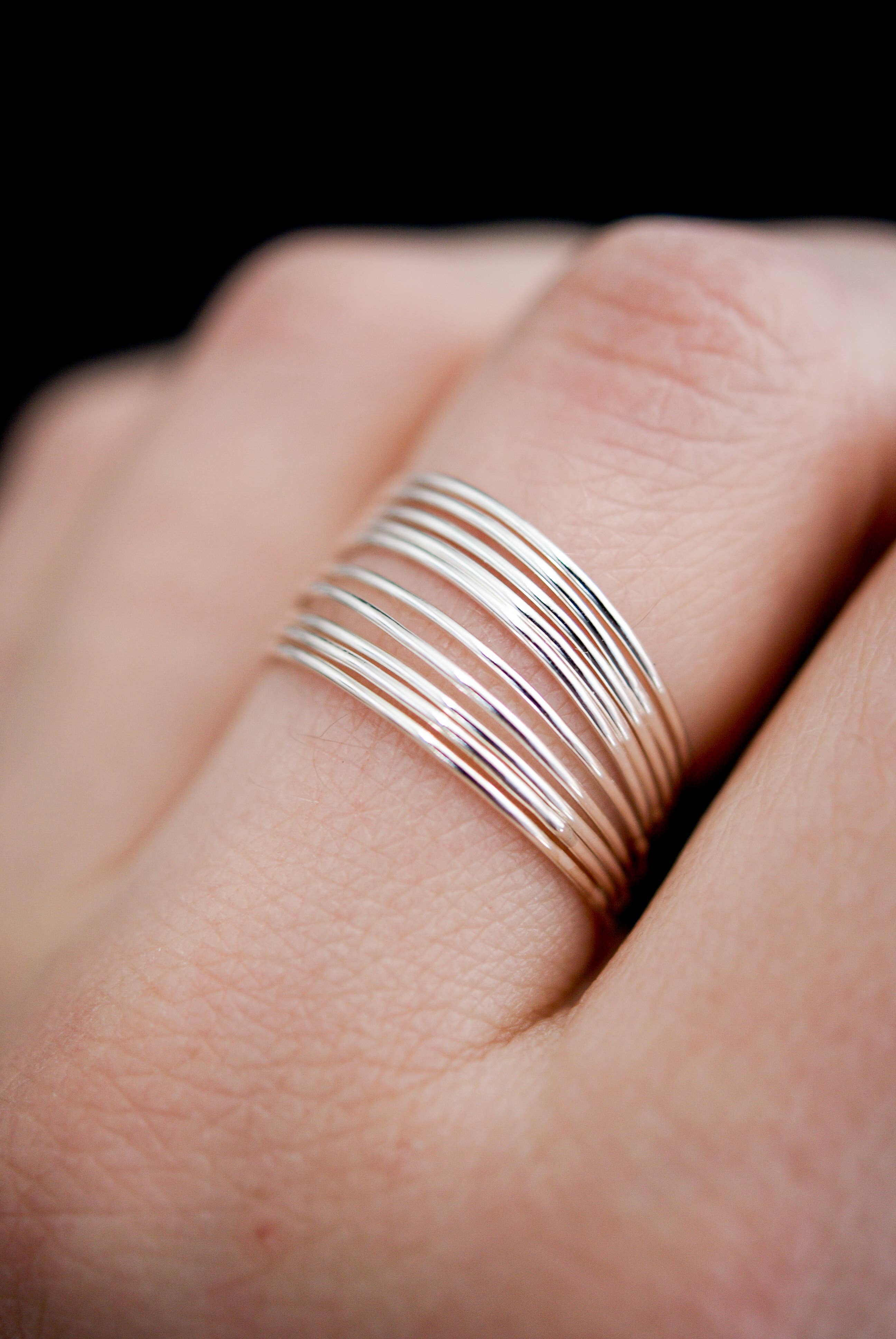 Hannah Naomi - Vendita all'ingrosso Anello midi/a fascia - Anello impilabile ultra sottile, in argento Sterling8