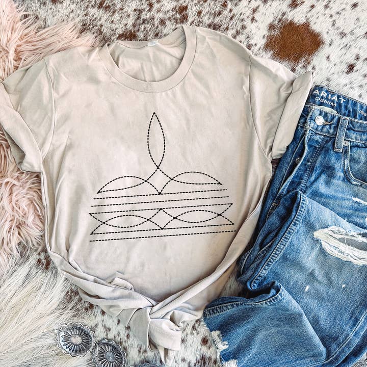 Boot Stitch - Graphic Top for wholesale by Burro Threads Co.