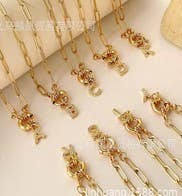 JOSSLYN by wall to wall - Wholesale Pendant/Charm Necklace - 18K STAINLESS STEEL RHINESTONE INITIAL NECKLACE | 40NK94860