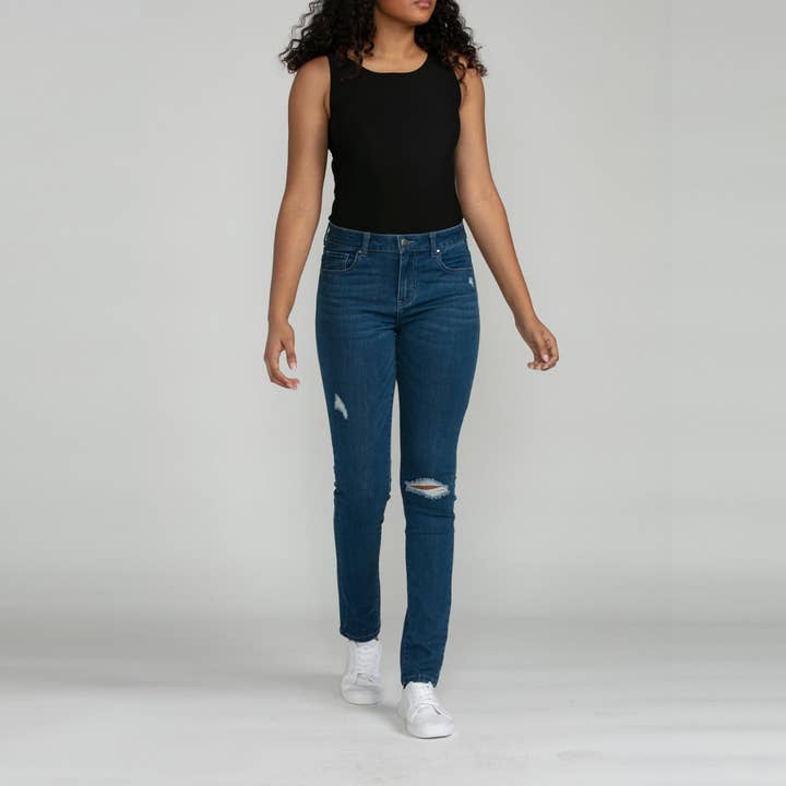 Ganga Bluberry Zipper-Fly Perna Direta Amira por atacado de Bluberry Denim