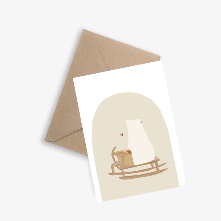 Baby in a Sleigh (Baby in a Sleigh) - Simple Baby Card for wholesale by LE PAPIER GRAPHIQUE