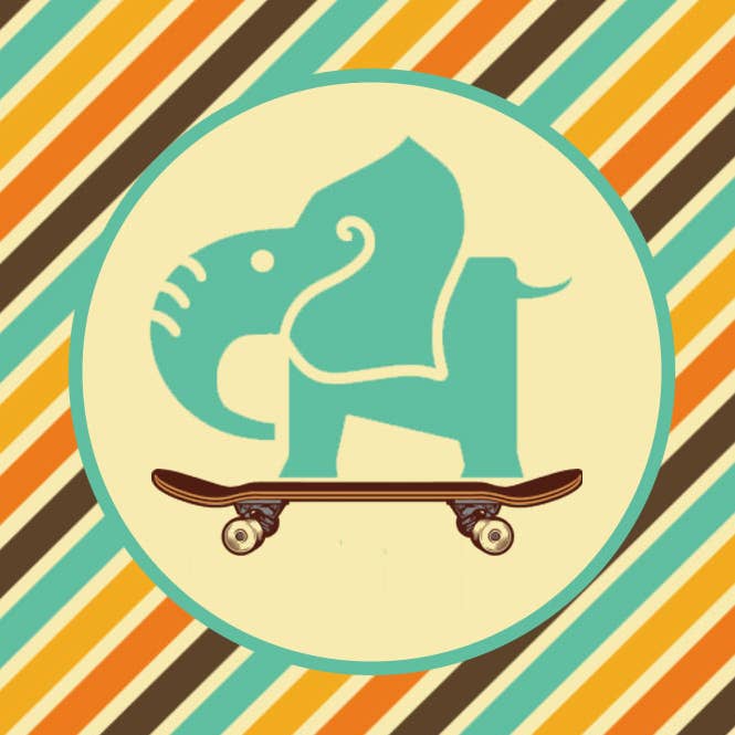 Elefant Skateboarding för wholesale av Fun Fridge Magnets