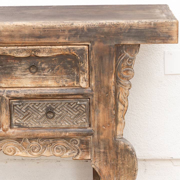 De-cor - Wholesale Console Table - Oriental Sanctuary, Antique Carved Altar Table3