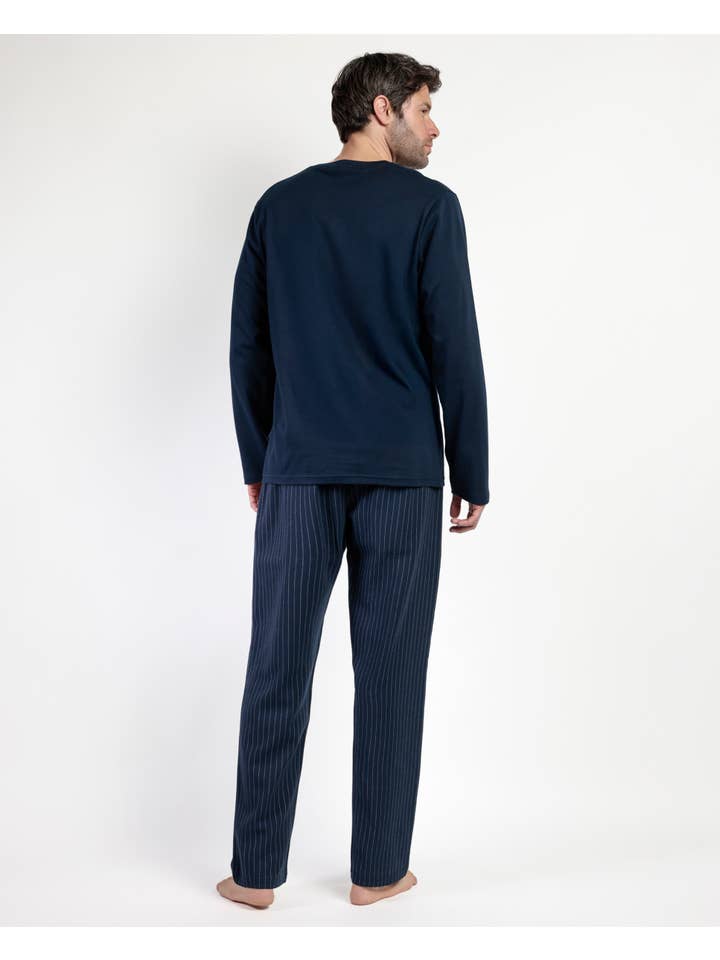 Marine Miro Stripes Pyjamas with Placket for wholesale on Faire1