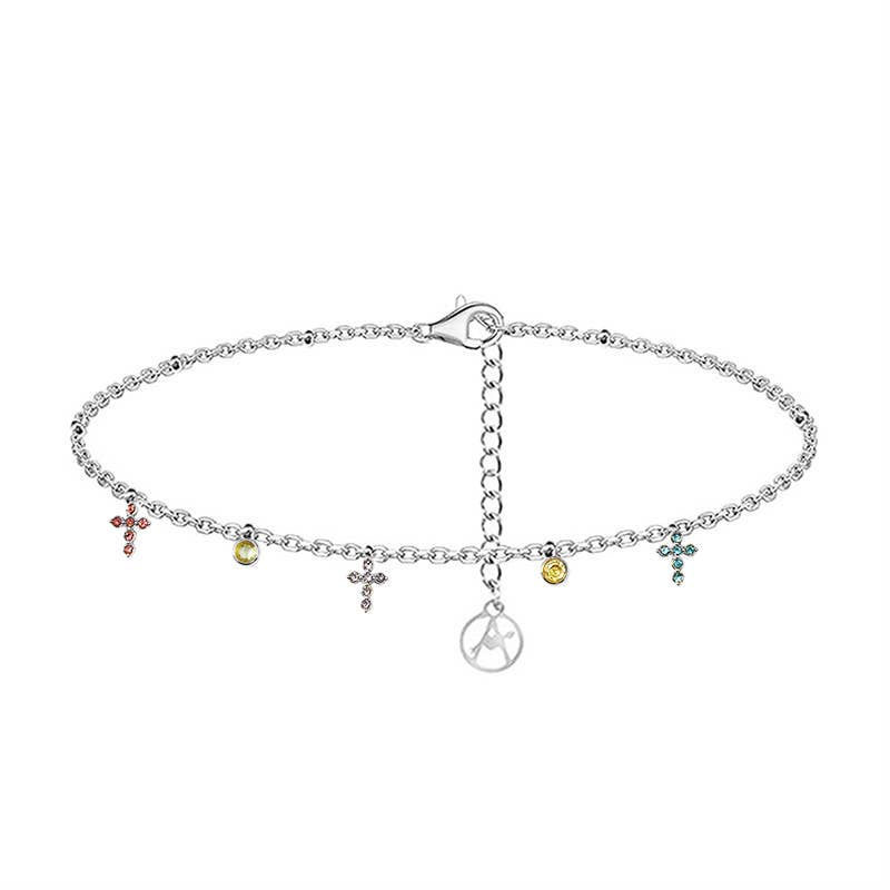 AMORINO SRL – Pulseira com pendente por atacado – Pulseira com Pingentes de Cruz em Zircônia - YC25624B2531