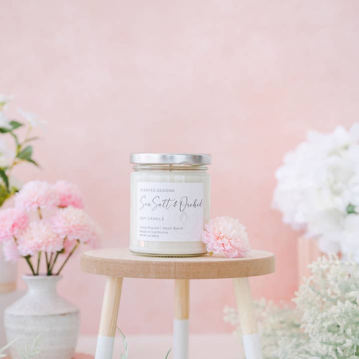 Scented Designs Candle Co - Wholesale Jar/Filled Candle - Sea Salt & Orchid Soy Candle - 7oz Signature Jar1