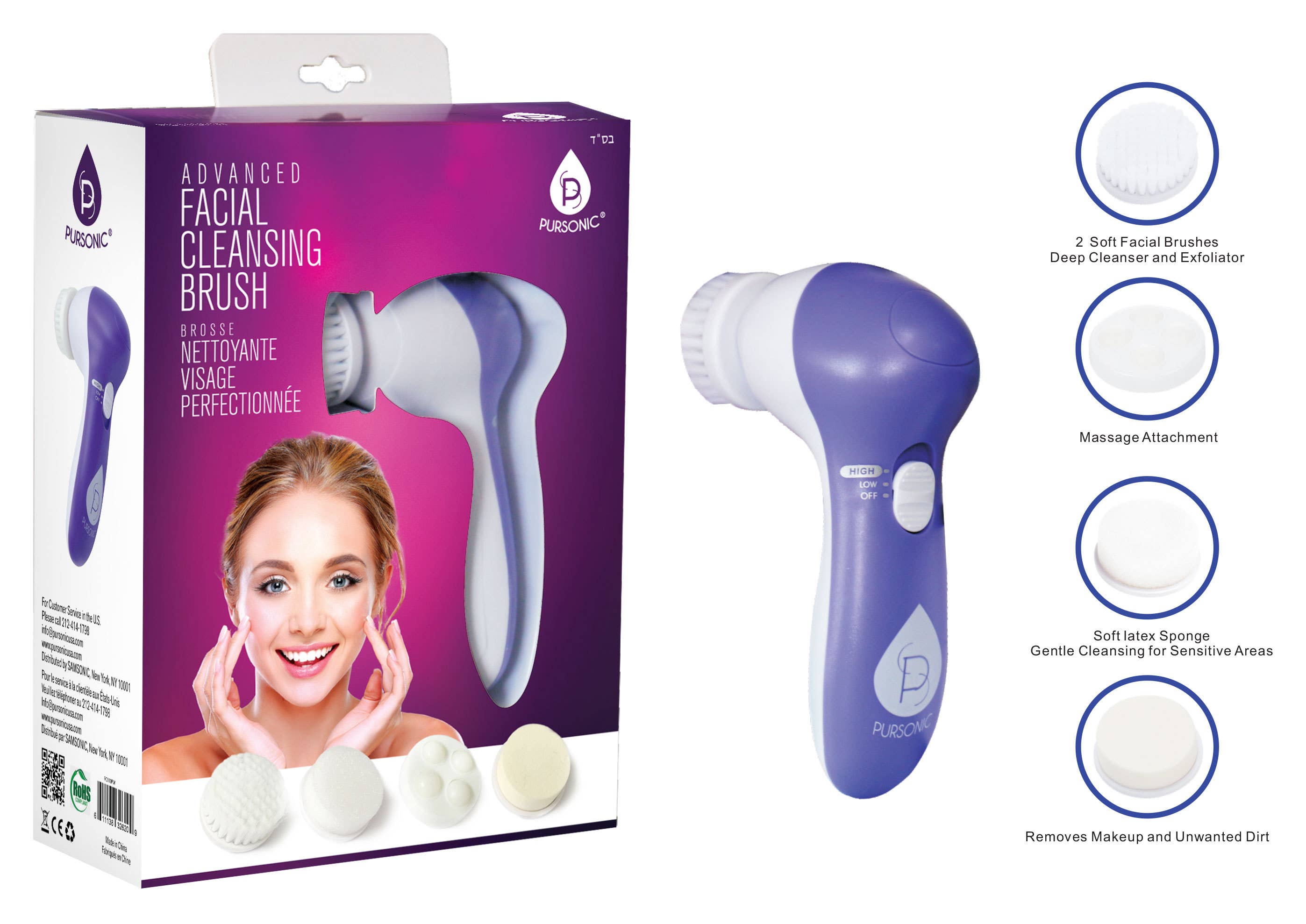 Pursonic – wholesale Elektronisk hudvårdsanordning – Ansiktsrengöring med 5 bilagor1