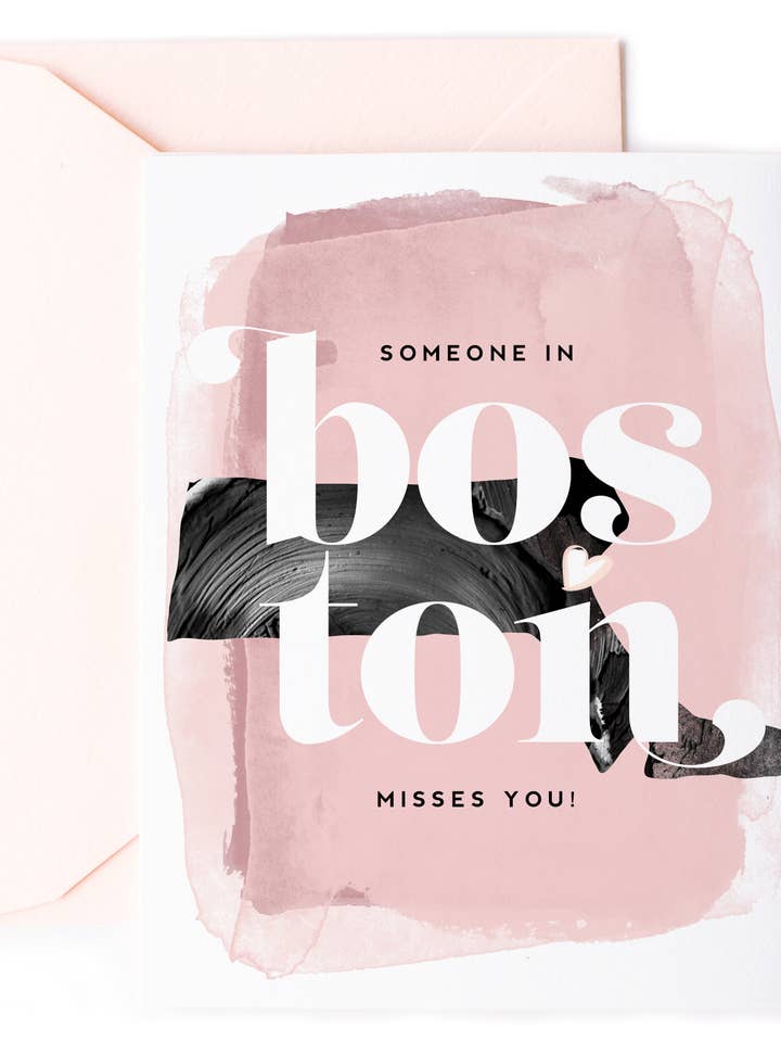 Someone In Boston Misses You - Love Greeting Card for wholesale by Kitty Meow Boutique